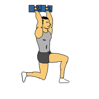 DB press with isometric lunge